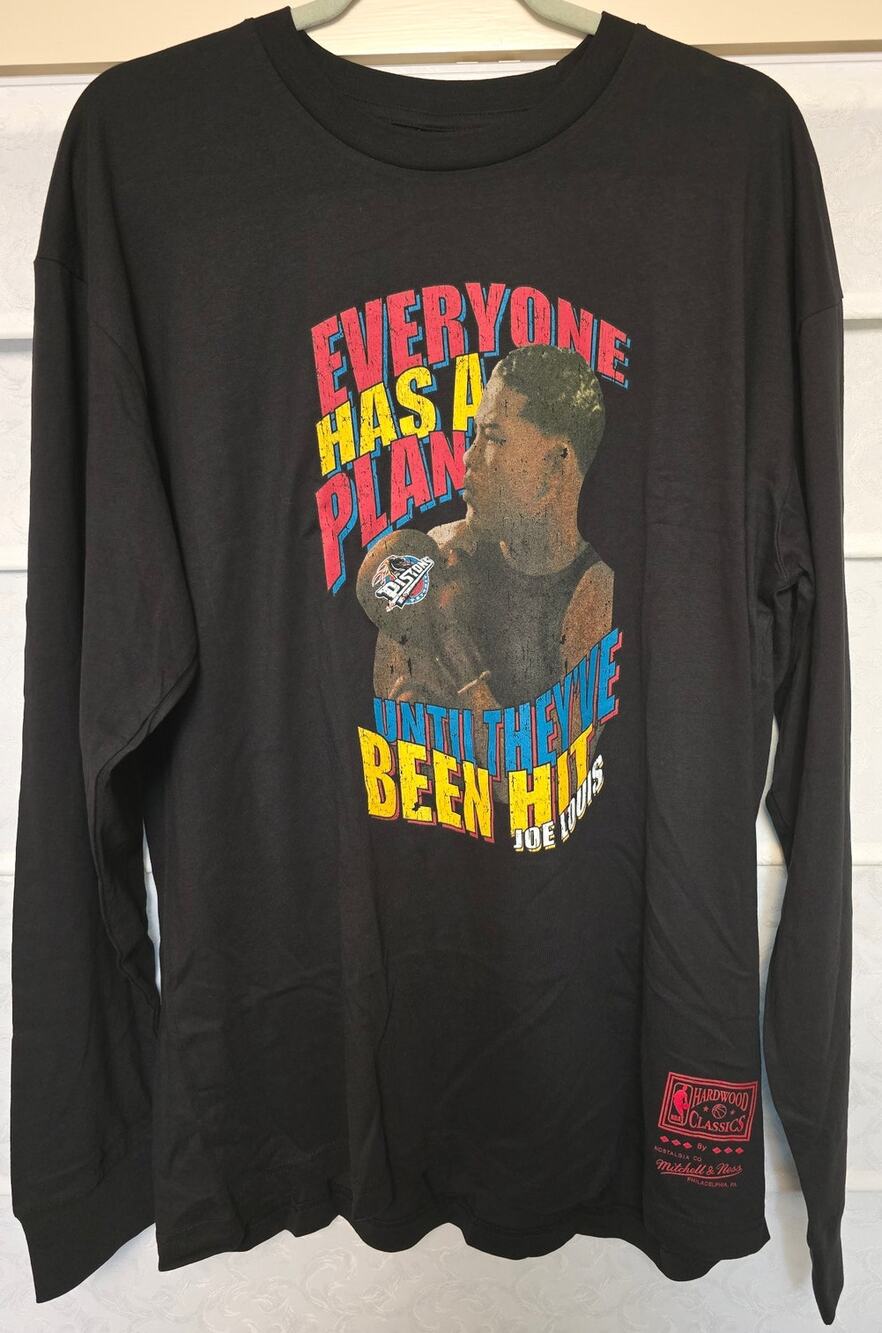 Mitchell & Ness Mens XL Detroit Pistons Joe Louis NBA Long Sleeve Tee NWT NEW